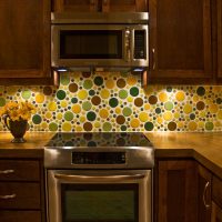 beautiful apron from a large format tile with a picture in the decor of the kitchen picture