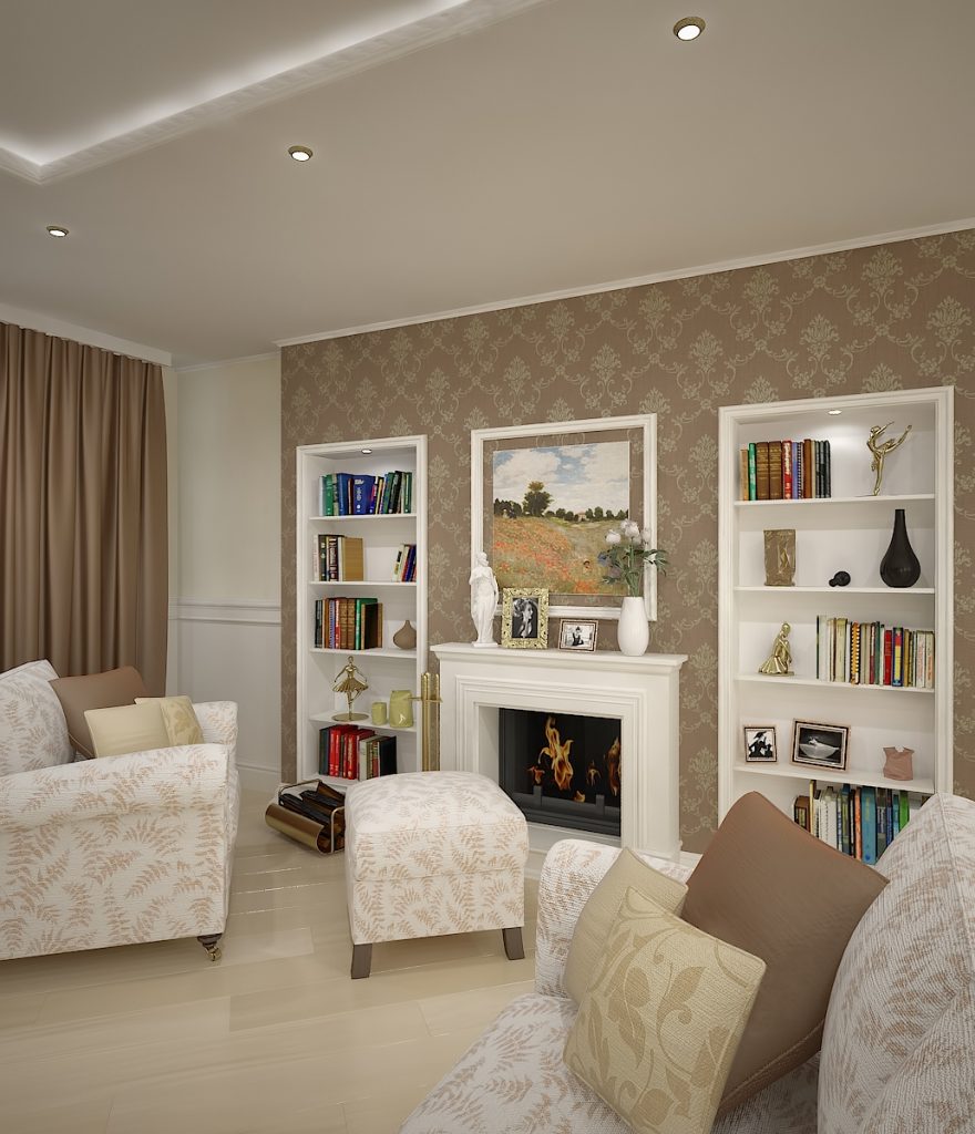 design de couloir lumineux dans la couleur du café au lait