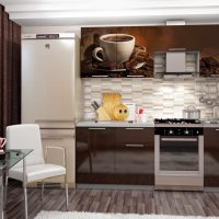 Couloir décor lumineux dans la couleur du café avec photo de lait