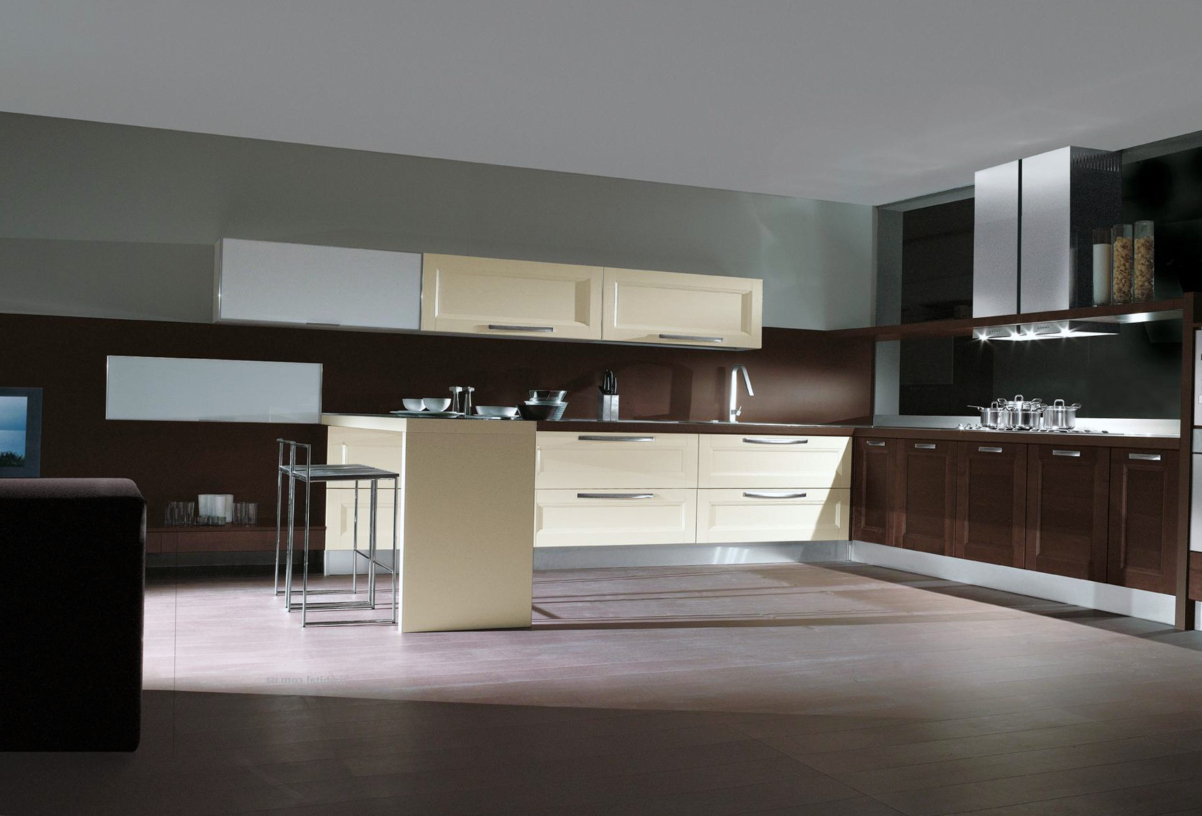 Style de salon chic dans la couleur du café au lait