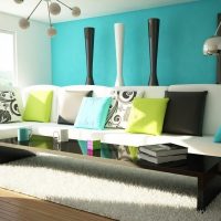 bright interior of the hallway in turquoise color photo