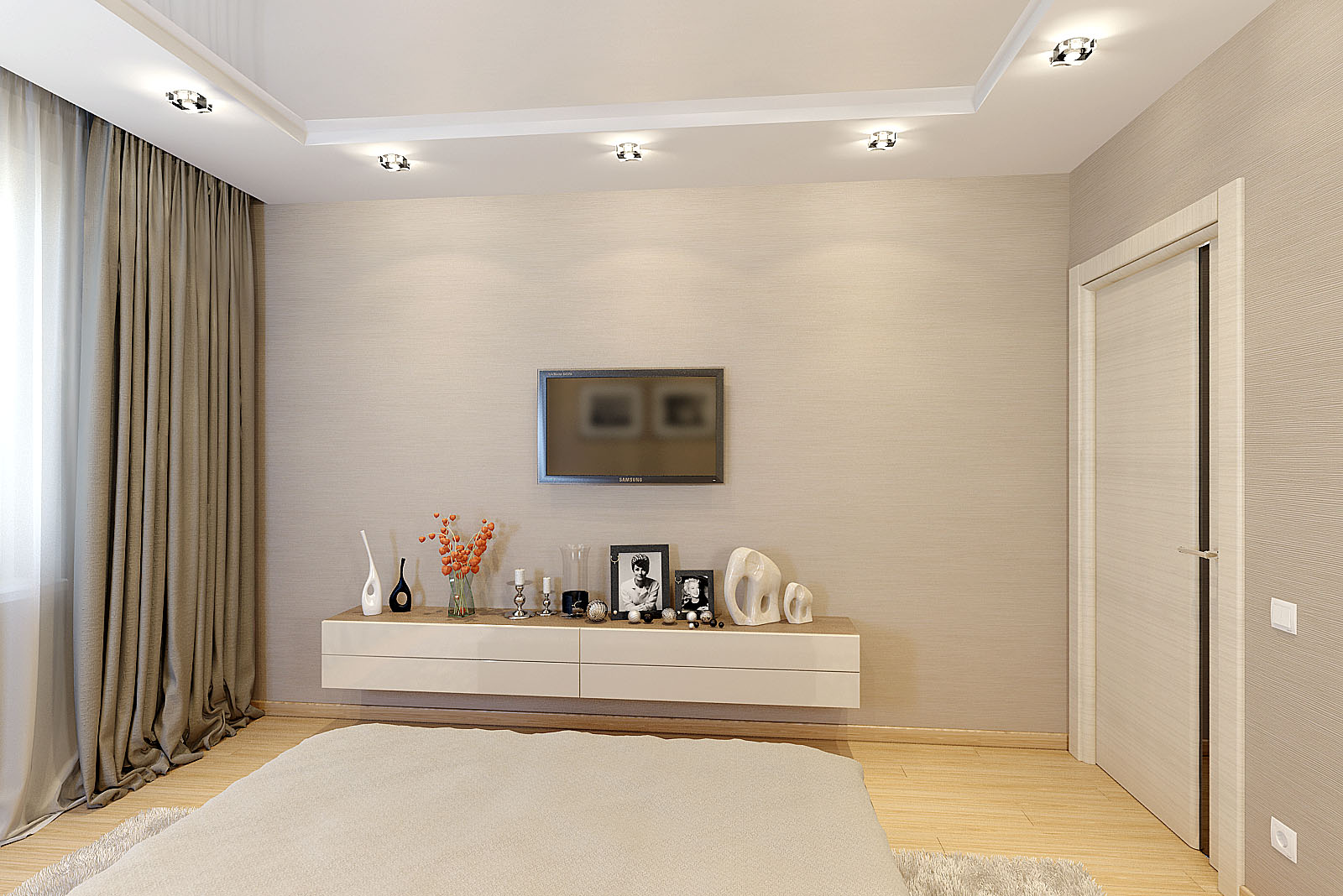 belle chambre à coucher en couleur café avec du lait