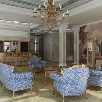 murals in the interior of the living room with a picture of nature photo