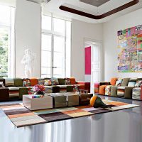 bright interior of the bedroom in the style of avant-garde picture