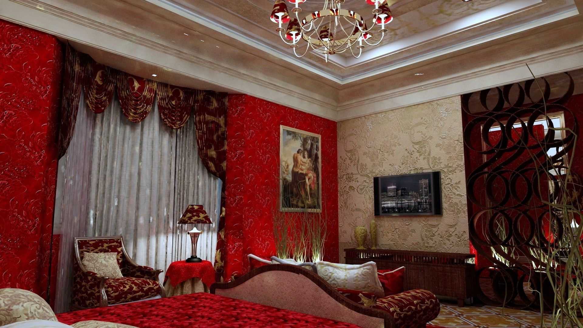 couleur bordeaux brillant dans la conception de l'appartement