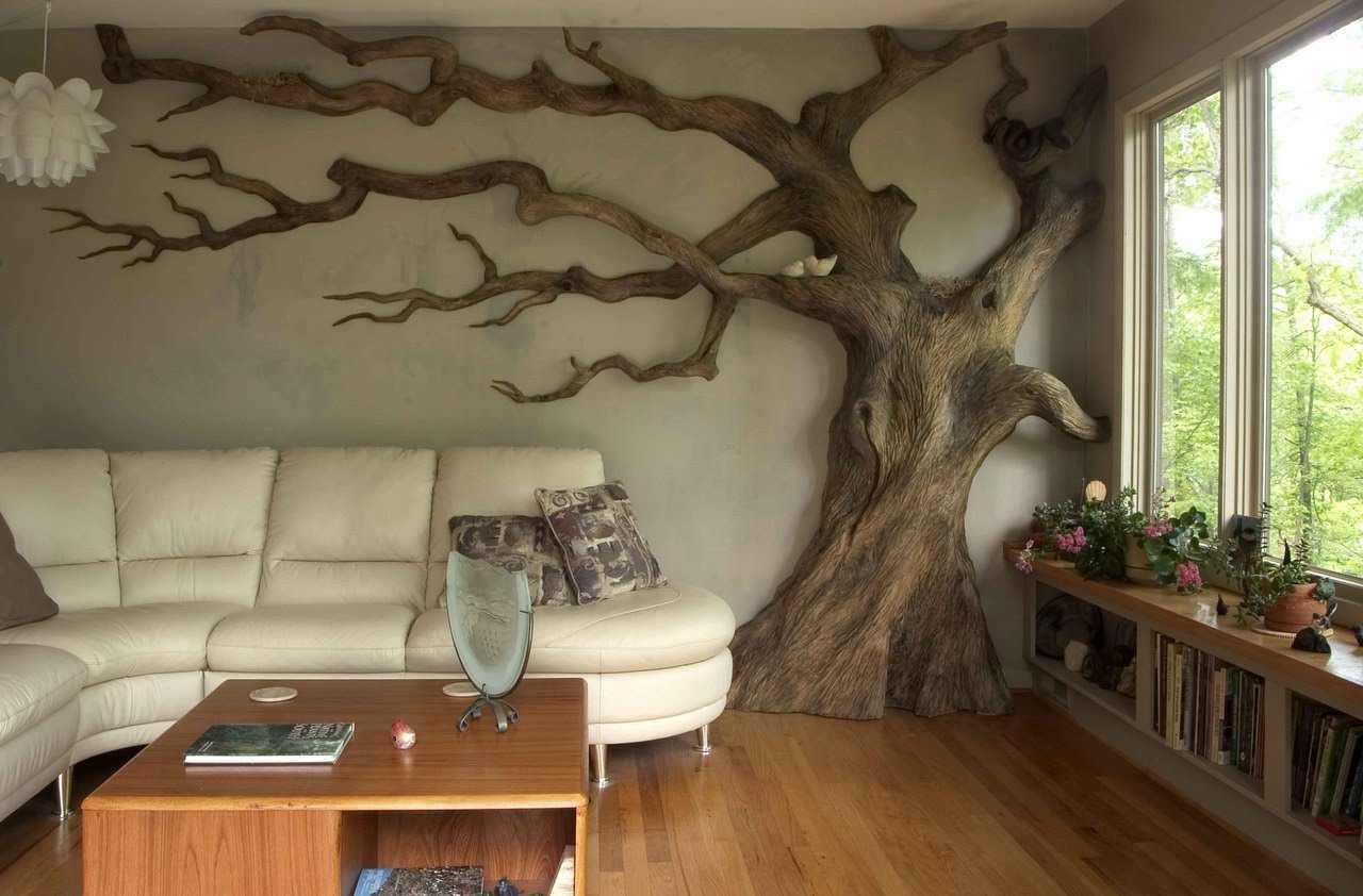 do-it-yourself idea of lightly decorating a room with a tree