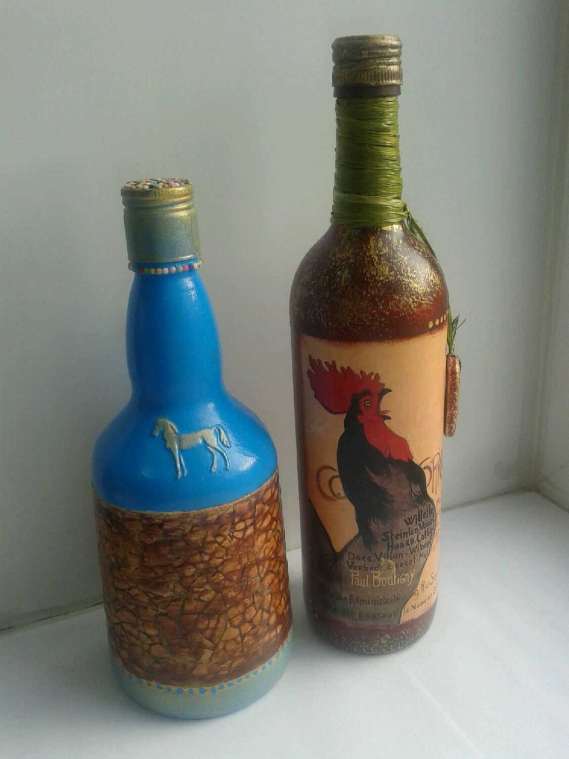 beautiful decoration of bottles for the interior of the room