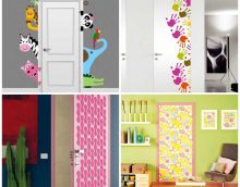 original decoration of entrance doors with improvised materials photo