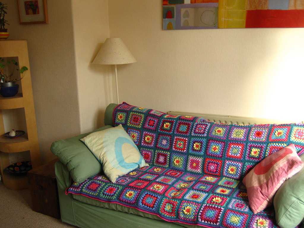 knitted pillowcases in the design of the living room