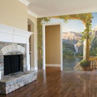 variante du design inhabituel de l'appartement avec un motif décoratif sur le mur photo