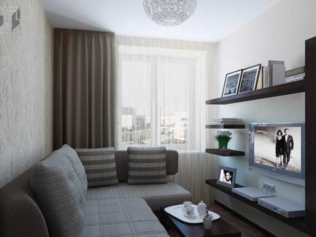 the idea of an unusual design of a living room 17 square meters