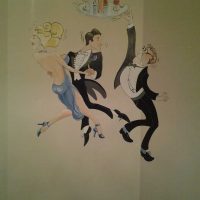 l'idée d'un décor d'appartement moderne avec un motif décoratif sur le mur photo