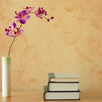 the idea of bright decorative plaster in the design of the living room photo