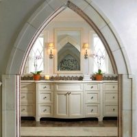 the idea of the original interior of the living room with an arch photo