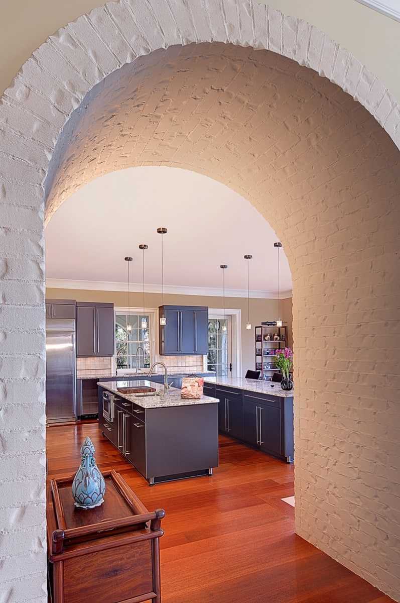 the idea of the original design of the kitchen with an arch