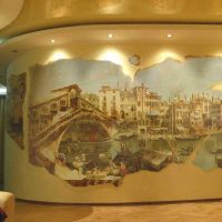 version de la salle intérieure moderne avec un motif décoratif sur le mur photo