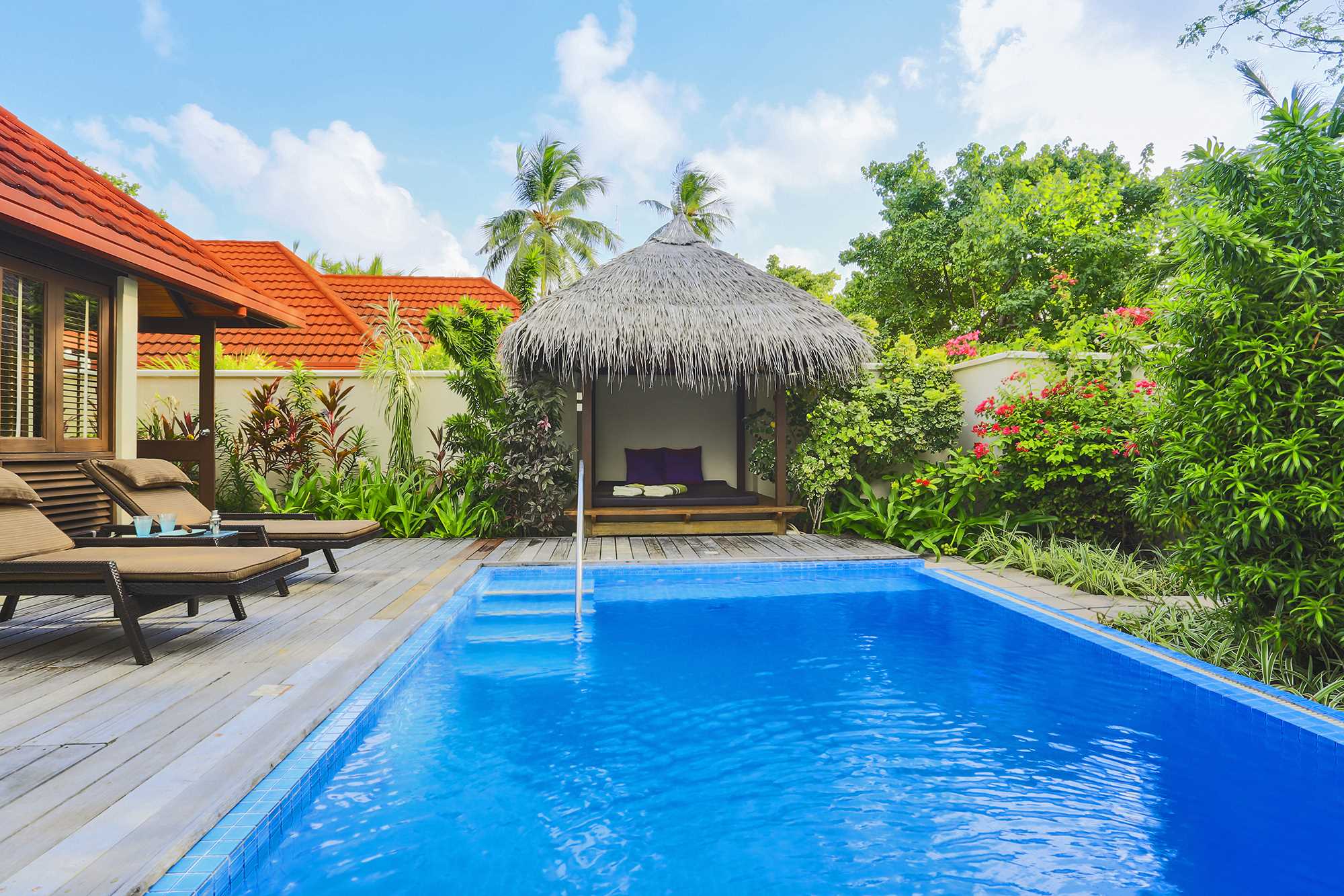 idea of an unusual decor of a small pool