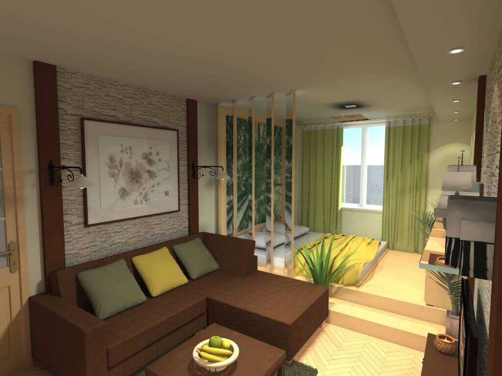 the idea of modern design of the living room 17 square meters