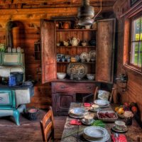 the idea of the original interior of the house in the village picture