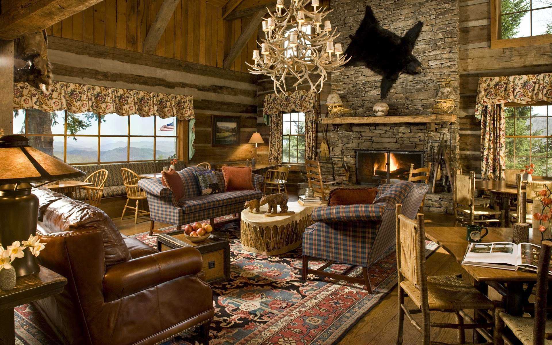 the idea of the original interior of the living room in a rustic style