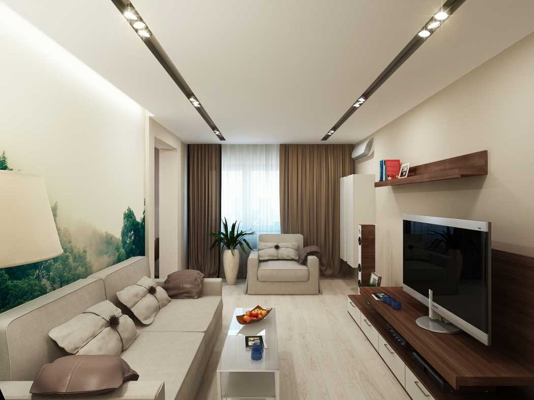 the idea of the functional design of the living room 17 square meters