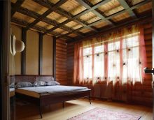 the idea of a bright kitchen design with decorative beams photo