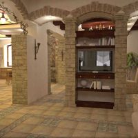 idea of a modern living room decor with arch photo