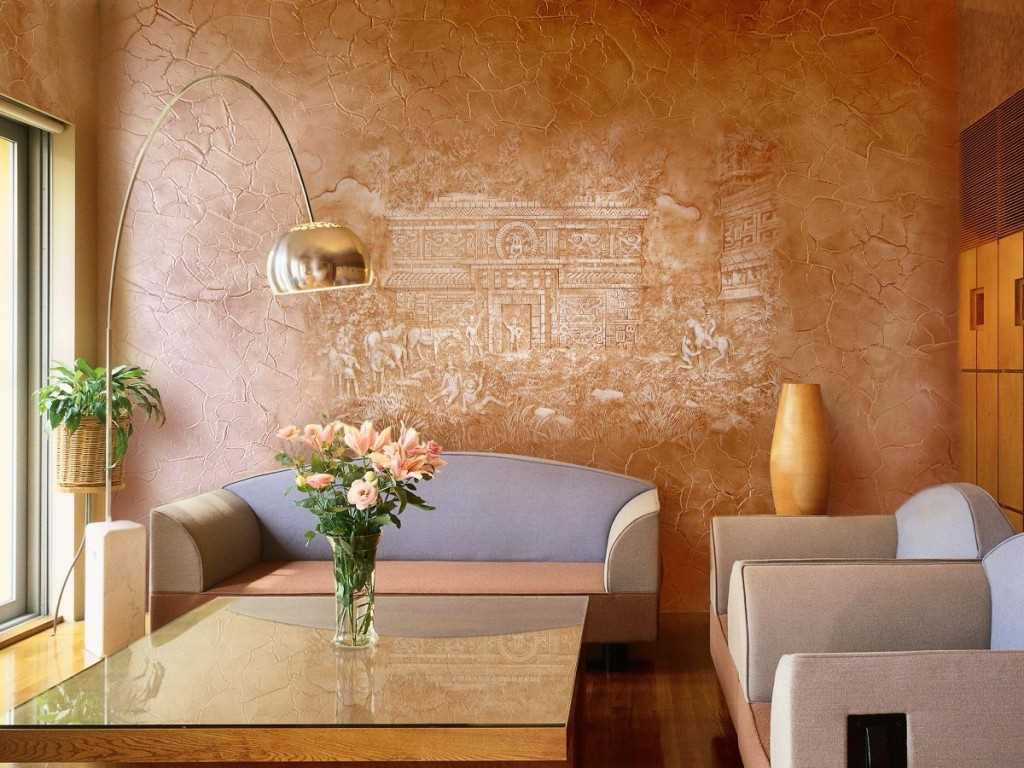 the idea of a beautiful decorative plaster in the style of the living room