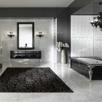 idea of unusual bathroom design in black and white tones photo
