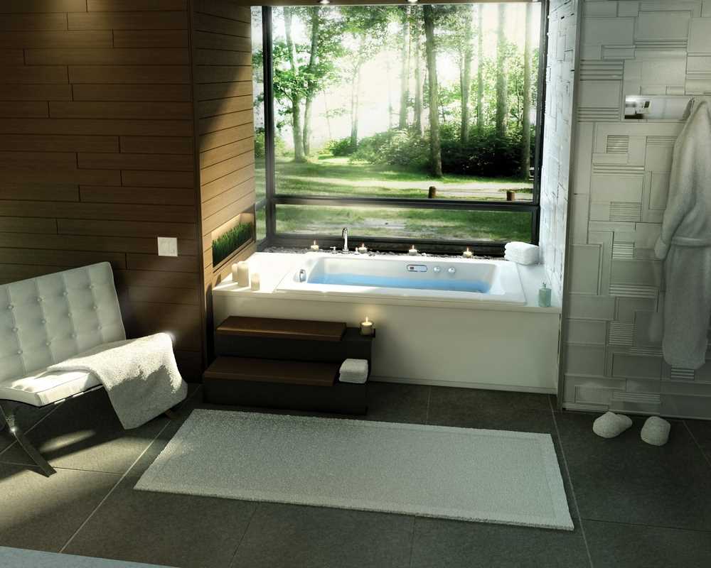 idea of modern style bathroom with window