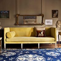 the idea of combining bright brown in the design of the living room photo