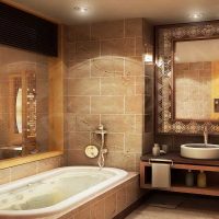 the idea of combining bright brown in the interior of the kitchen photo