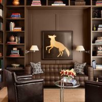 the idea of combining rich brown in the design of the living room picture
