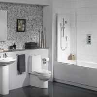 the idea of a bright bathroom design in black and white photo