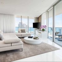 version of the bright design of the living room in a modern photo style