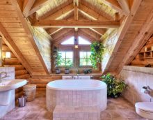 idea of a modern style of a bathroom in a wooden house picture