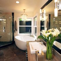 idea of a modern bathroom interior with window picture