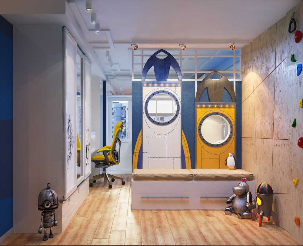 idea of ​​a bright nursery design for two boys