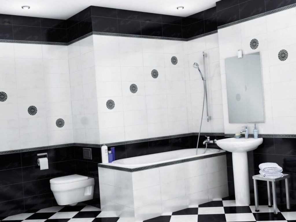 the idea of an unusual bathroom design in black and white