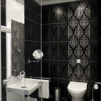 the idea of an unusual style of the bathroom in black and white