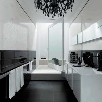 idea of a modern bathroom interior in black and white tones photo