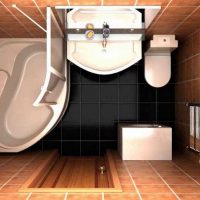 variante de l'intérieur inhabituel de la salle de bain avec une baignoire d'angle