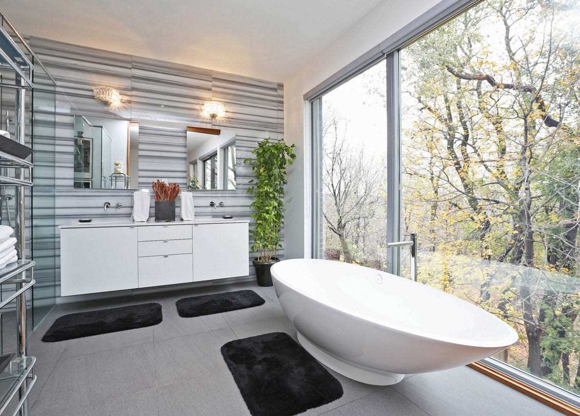 idea of a bright interior of a bathroom with a window