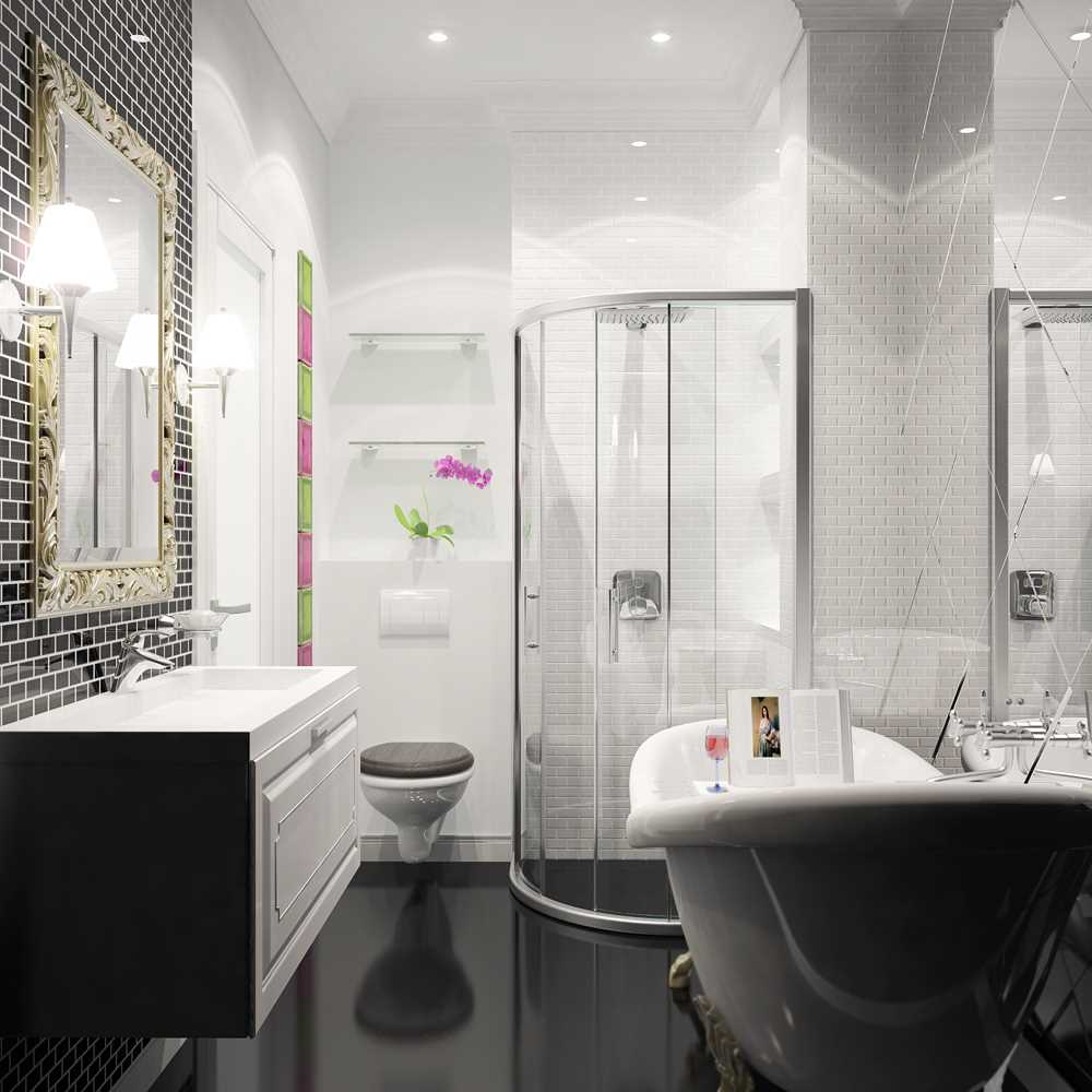 the idea of a bright bathroom style in black and white