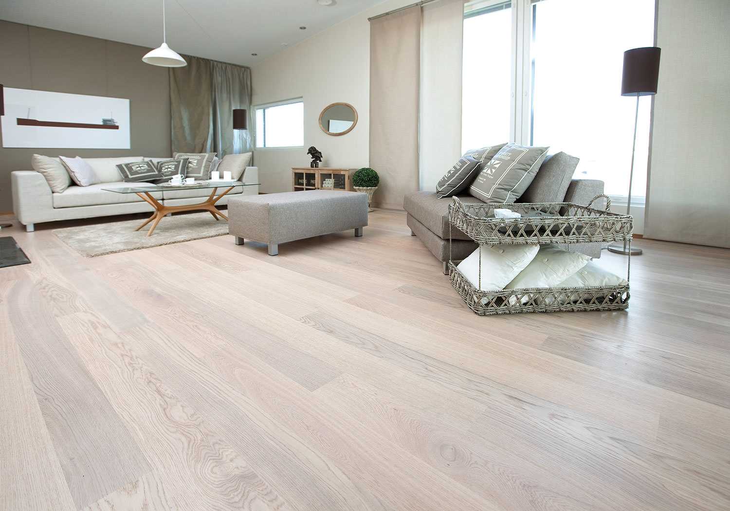 the idea of using a light laminate in an unusual apartment design