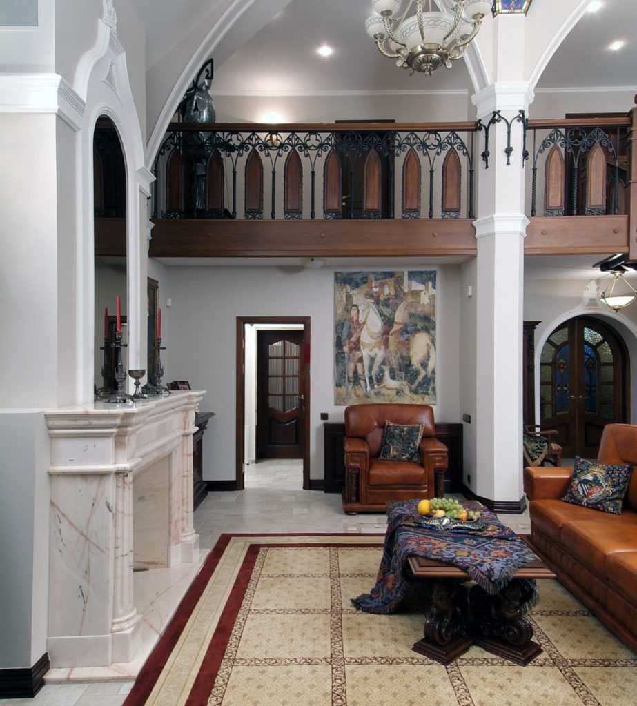 the idea of a beautiful interior of the apartment in the Romanesque style