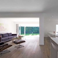 the idea of using a light laminate in an unusual apartment design photo