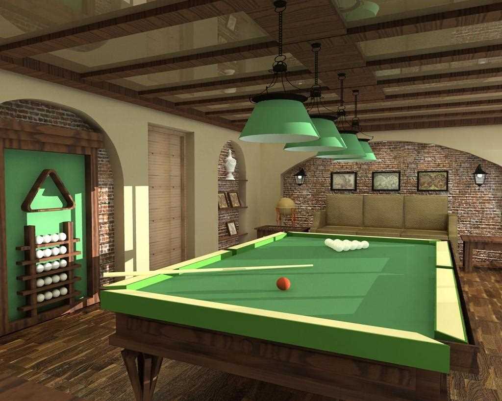 idea of an unusual interior of a billiard room