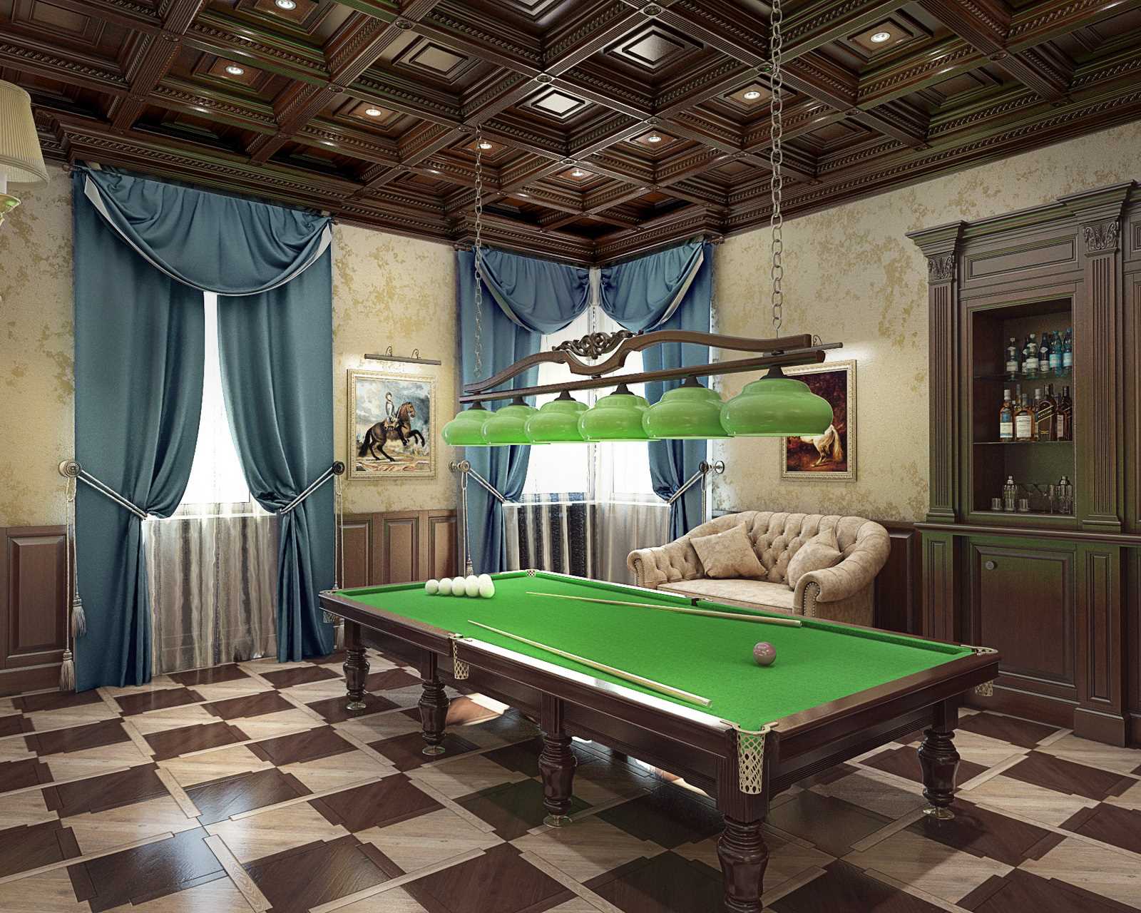 The idea of a beautiful billiard room design