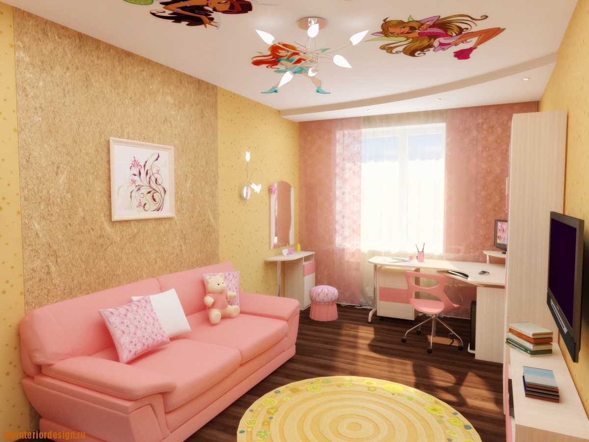 the idea of a beautiful style of a children's room for a girl of 12 sq.m